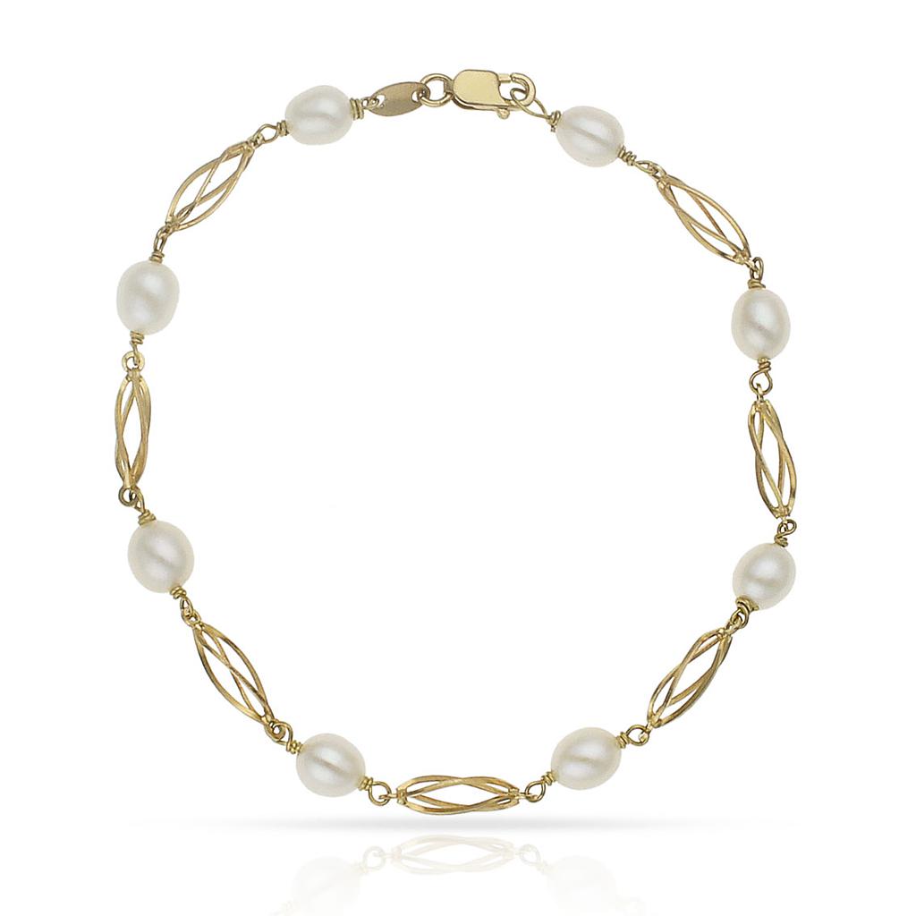 PULSERA ORO 18KL PERLA JOFA + JAULA - Peso: 4.45 gr 