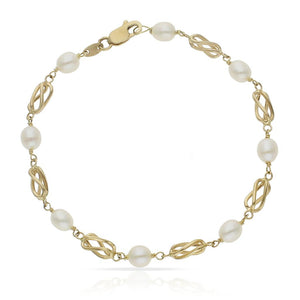 PULSERA ORO 18KL PERLA JOFA + JAULA - Peso: 4.60 gr 
