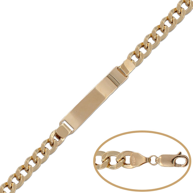 PULSERA ORO 18KL PLACA BARBADA - 6.50MM - Peso: 9.75 gr 