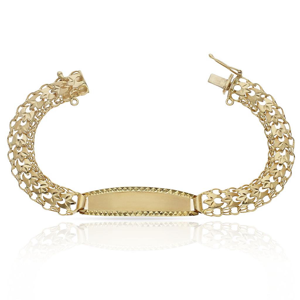 PULSERA ORO 18KL PRINCESA PLACA - 9.50MM - Peso: 14.55 gr 