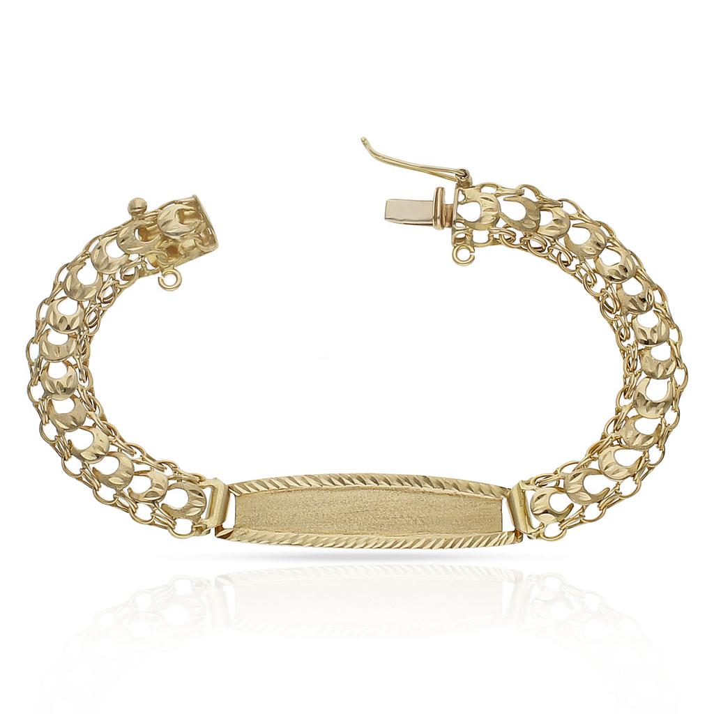 PULSERA ORO 18KL PRINCESA PLACA - 9MM - Peso: 13.70 gr 