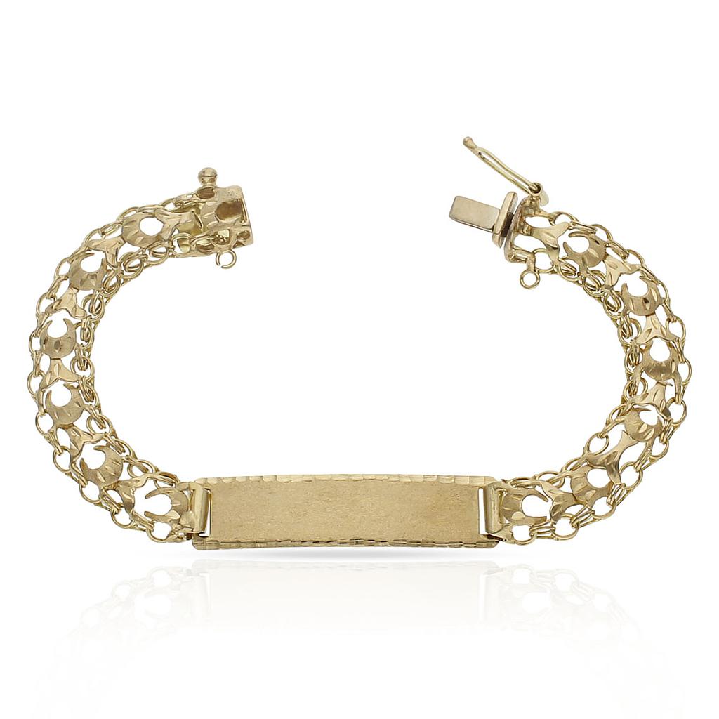 PULSERA ORO 18KL PRINCESA PLACA - 9MM - Peso: 14.60 gr 