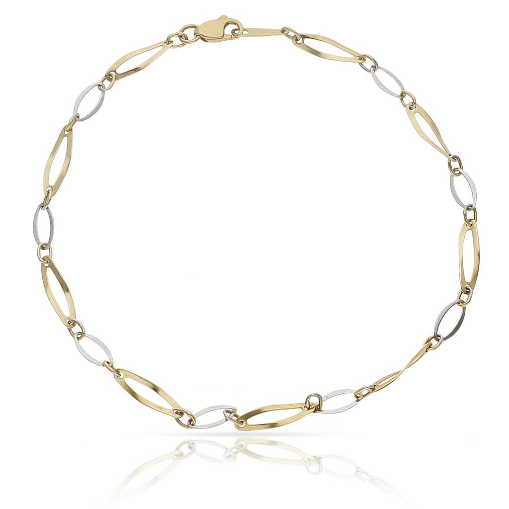 PULSERA ORO 18KL TOBILLERA BICOLOR - Peso: 3.15 gr 