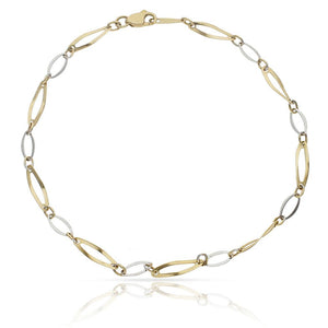 PULSERA ORO 18KL TOBILLERA BICOLOR - Peso: 3.15 gr 
