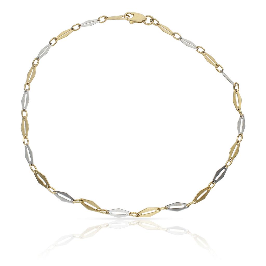 PULSERA ORO 18KL TOBILLERA BICOLOR - Peso: 3.90 gr 