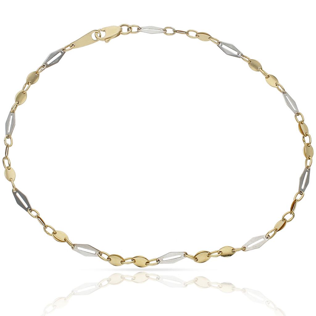 PULSERA ORO 18KL TOBILLERA BICOLOR - Peso: 4.00 gr 