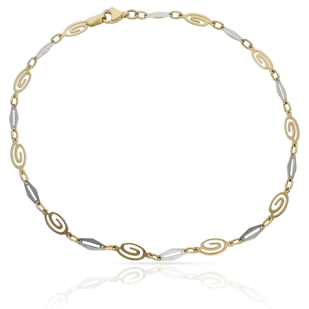 PULSERA ORO 18KL TOBILLERA BICOLOR - Peso: 4.25 gr 