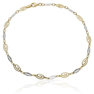 PULSERA ORO 18KL TOBILLERA BICOLOR - Peso: 4.25 gr 