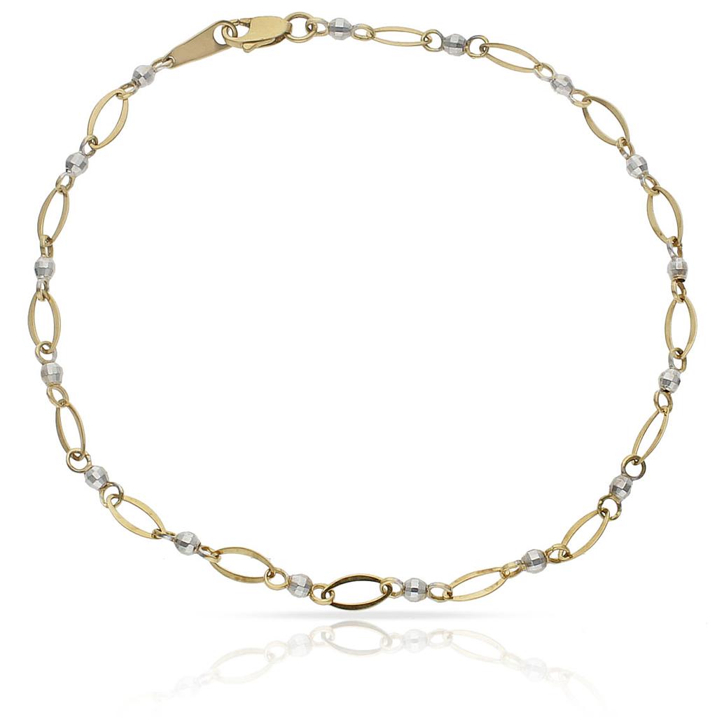 PULSERA ORO 18KL TOBILLERA BICOLOR - Peso: 4.30 gr 