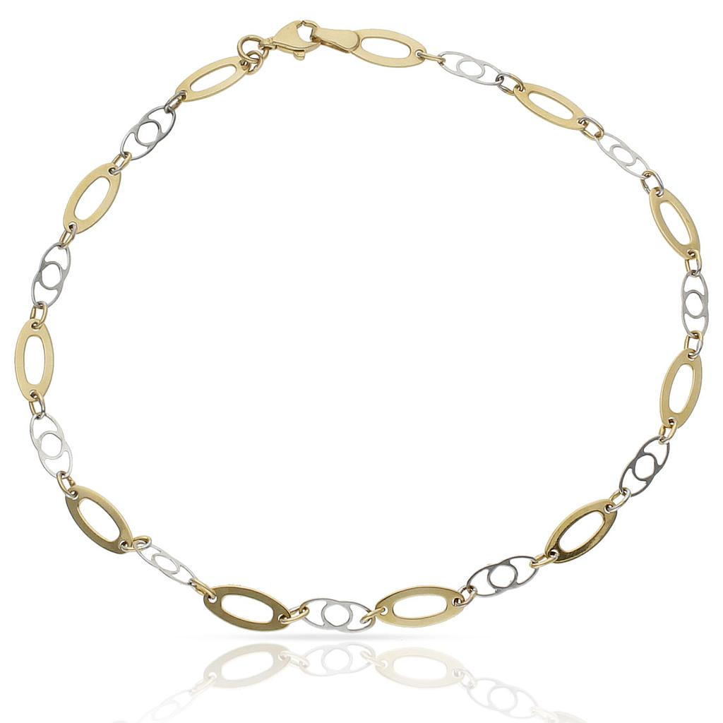 PULSERA ORO 18KL TOBILLERA BICOLOR - Peso: 4.65 gr 
