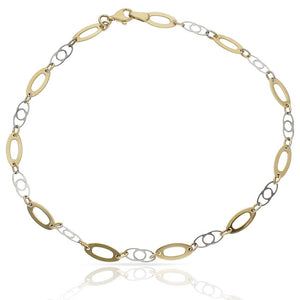 PULSERA ORO 18KL TOBILLERA BICOLOR - Peso: 4.65 gr 