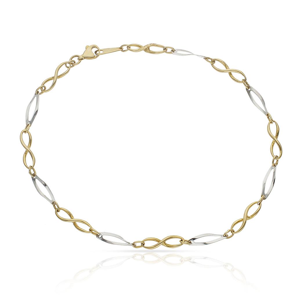 PULSERA ORO 18KL TOBILLERA BICOLOR - Peso: 4.85 gr 