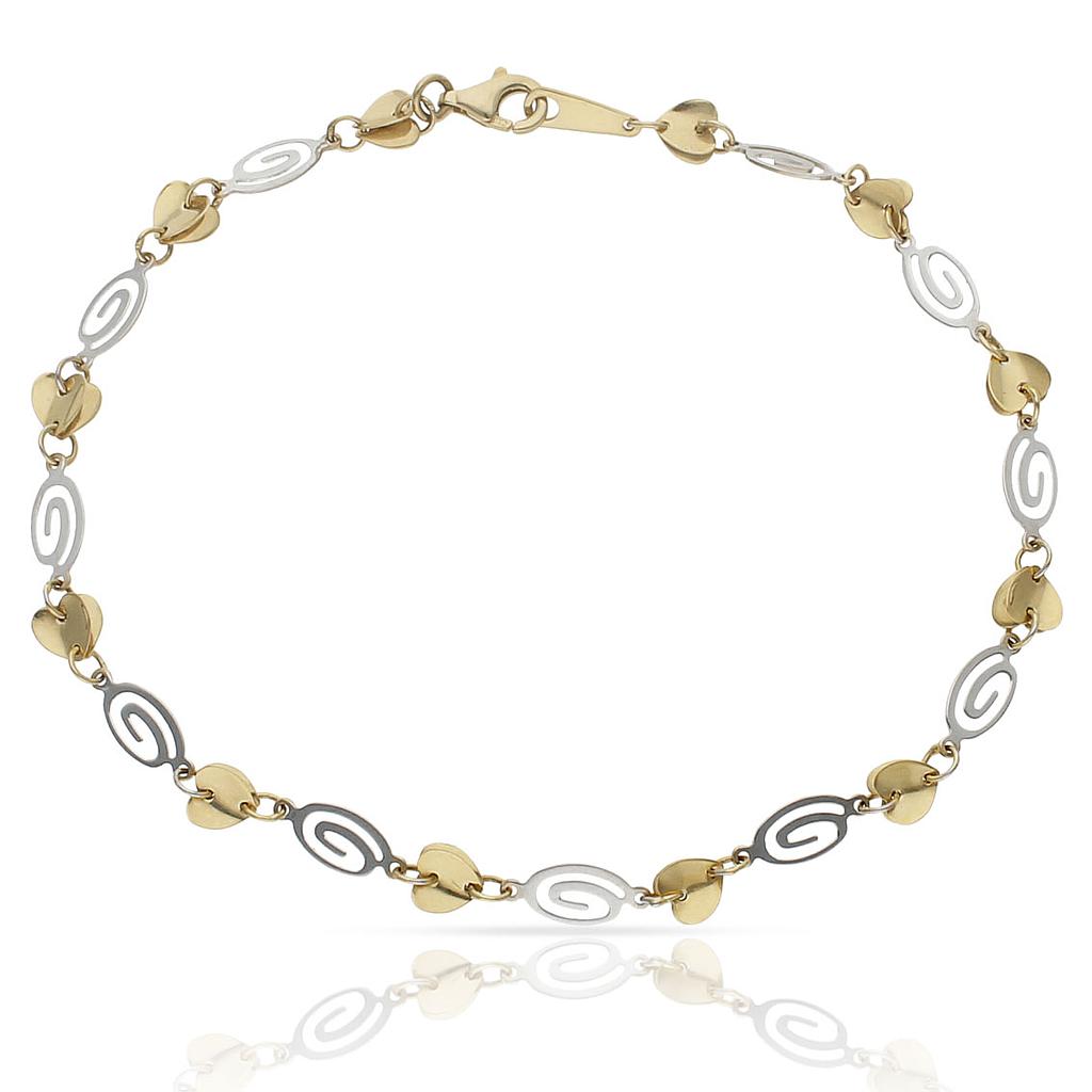 PULSERA ORO 18KL TOBILLERA BICOLOR - Peso: 5.20 gr 