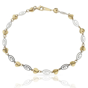 PULSERA ORO 18KL TOBILLERA BICOLOR - Peso: 5.20 gr 
