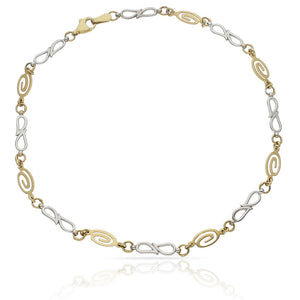 PULSERA ORO 18KL TOBILLERA BICOLOR - Peso: 5.75 gr 
