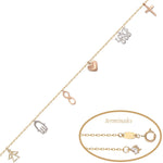 PULSERA ORO 18KL TRICOLOR ABALORIOS