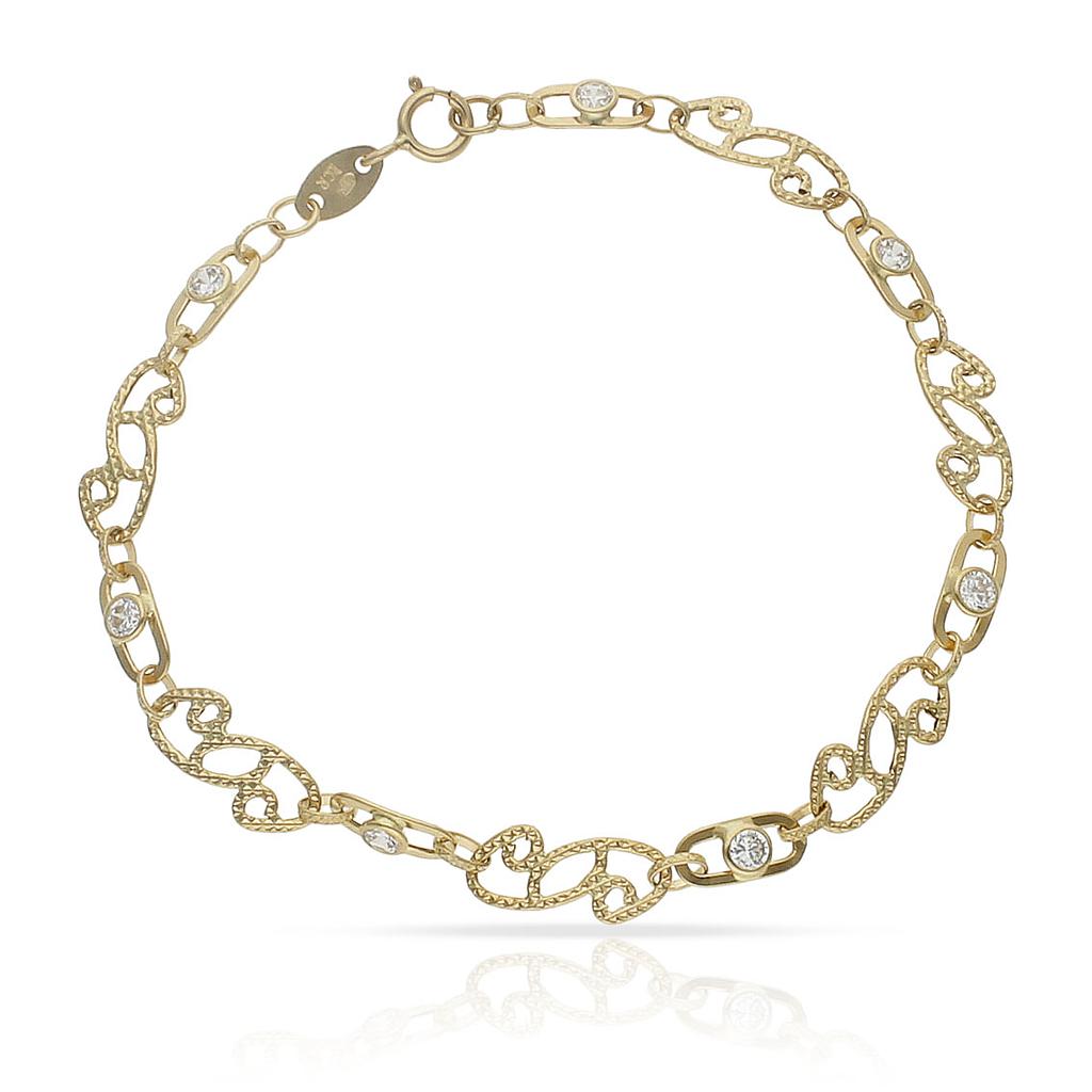PULSERA ORO 18KL TROQUELADA CIRCONITA - Peso: 2.65 gr 