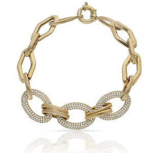 PULSERA ORO 18KL TROQUELADA CIRCONITAS - Peso: 12.80 gr 