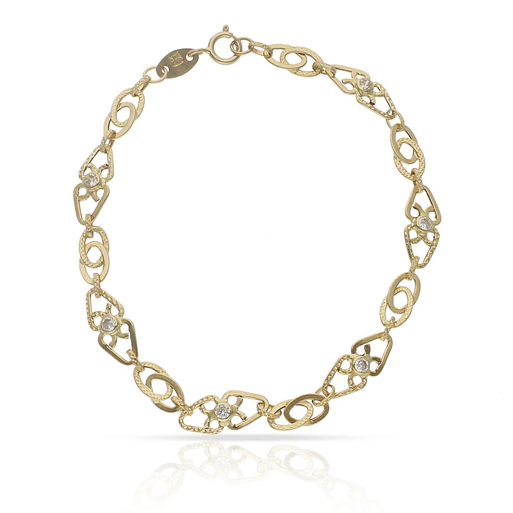 PULSERA ORO 18KL TROQUELADA CIRCONITAS - Peso: 2.70 gr 