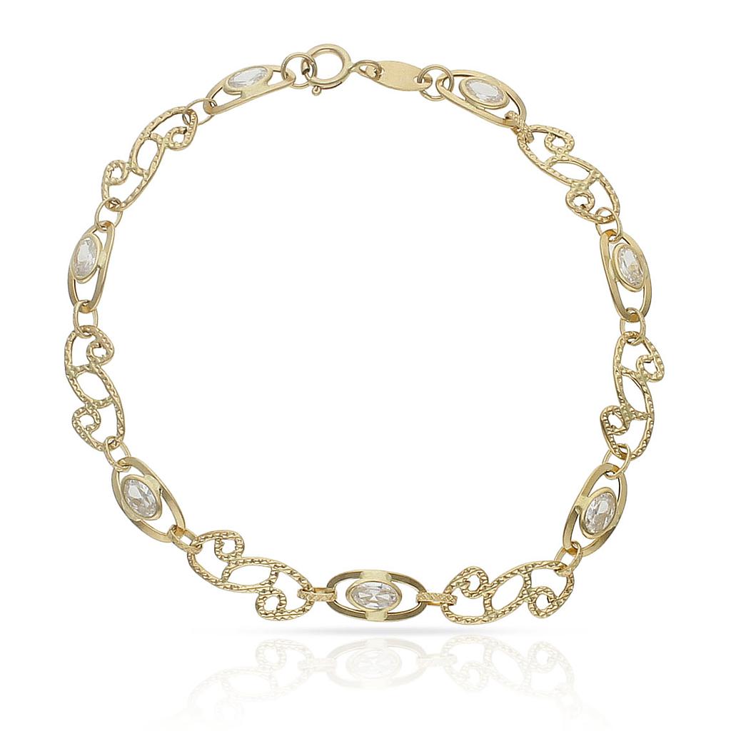 PULSERA ORO 18KL TROQUELADA CIRCONITAS - Peso: 2.95 gr 