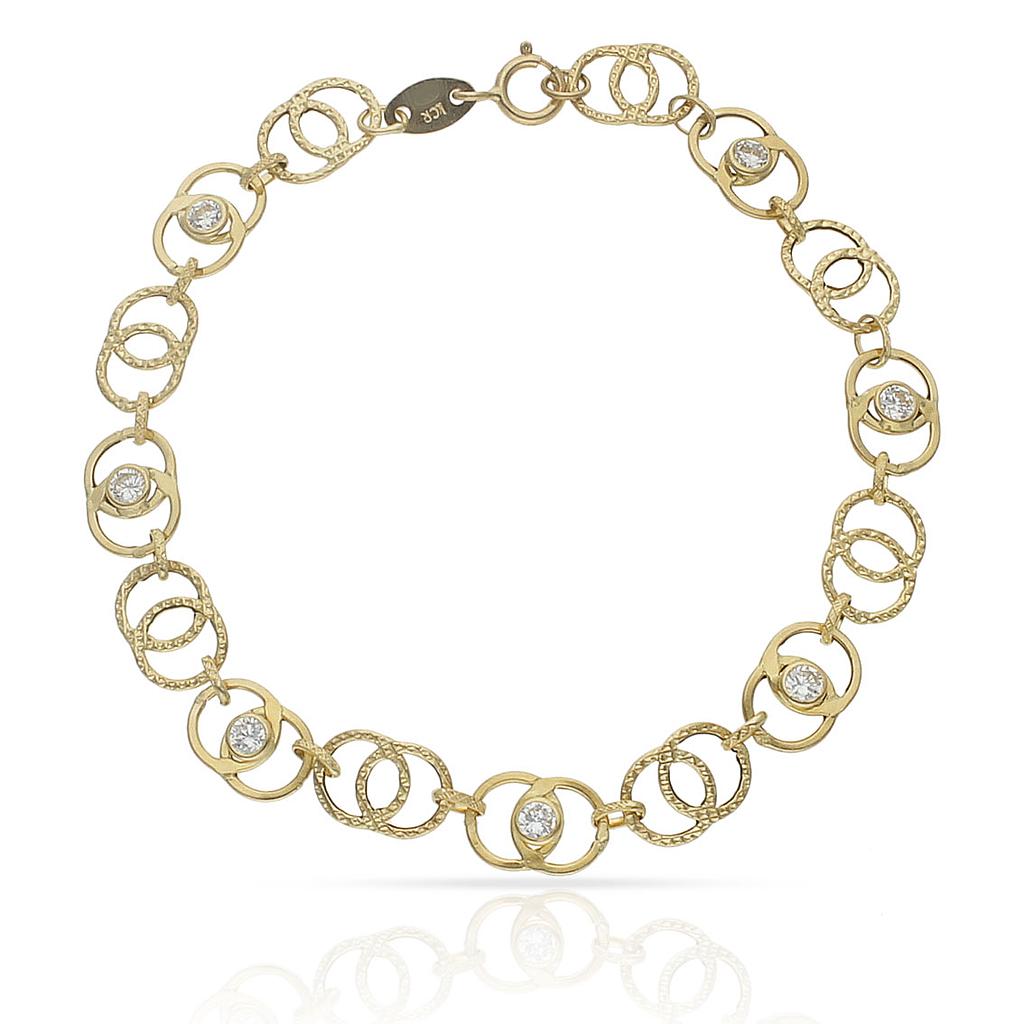PULSERA ORO 18KL TROQUELADA CIRCONITAS - Peso: 3.00 gr 