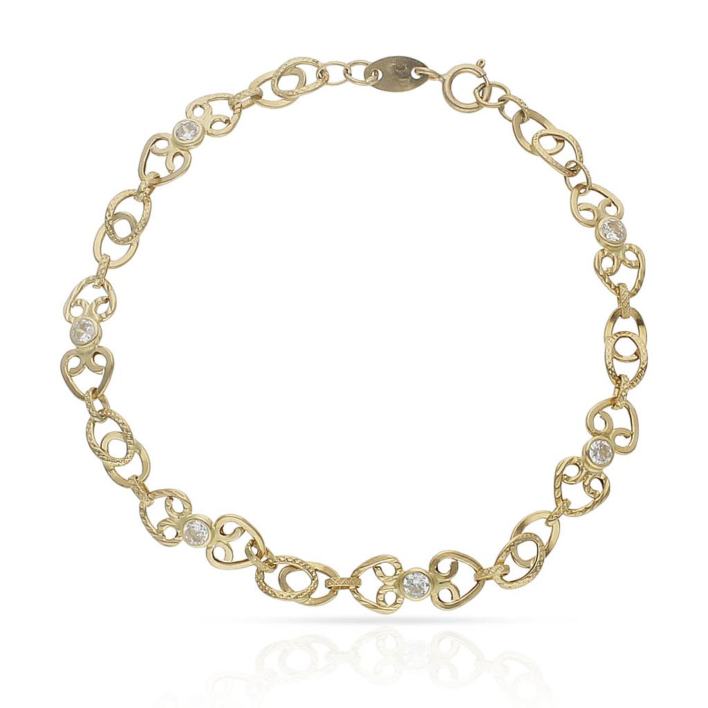 PULSERA ORO 18KL TROQUELADA CIRCONITAS - Peso: 3.00 gr 