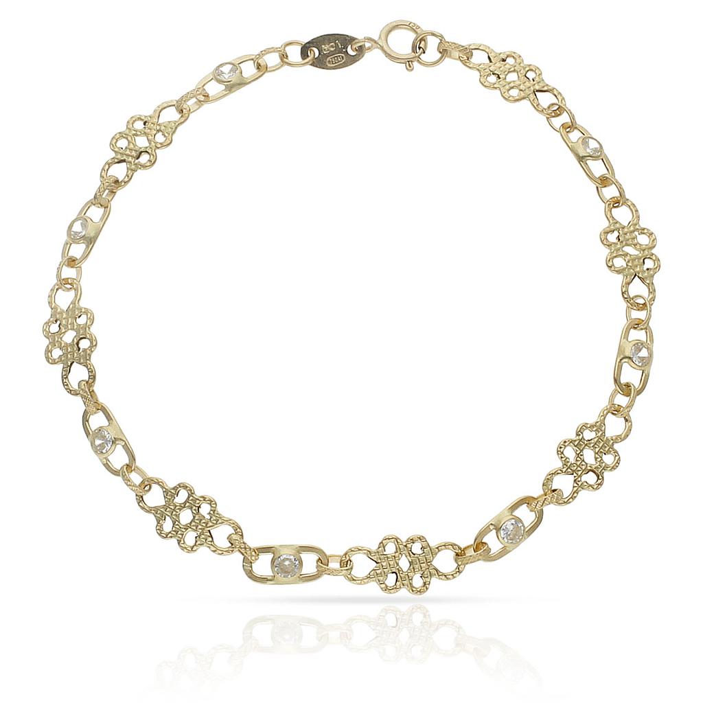 PULSERA ORO 18KL TROQUELADA CIRCONITAS - Peso: 3.10 gr 