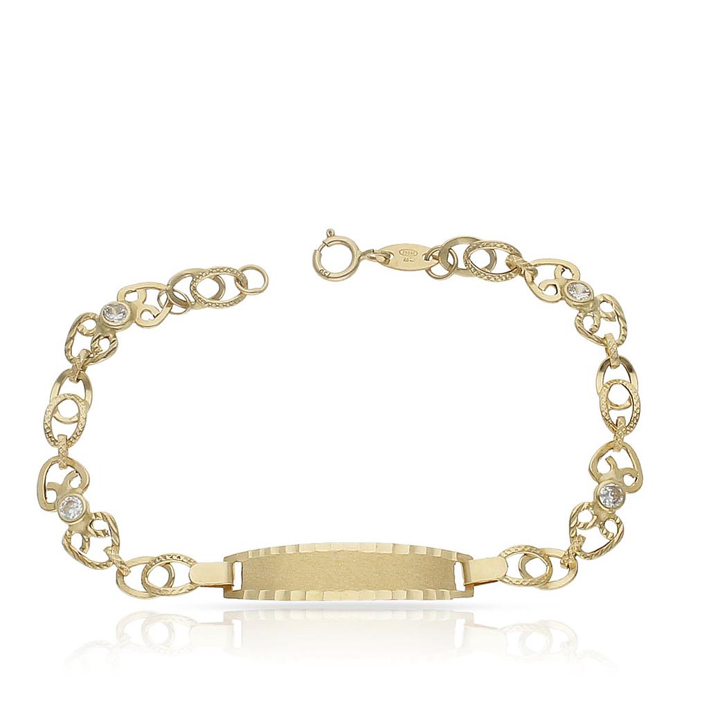 PULSERA ORO 18KL TROQUELADA CIRCONITAS - Peso: 3.10 gr 