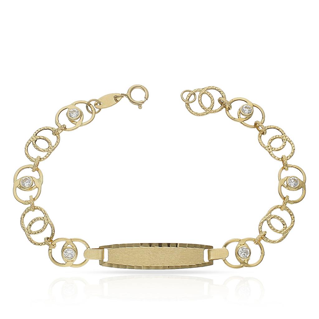 PULSERA ORO 18KL TROQUELADA CIRCONITAS - Peso: 3.10 gr 