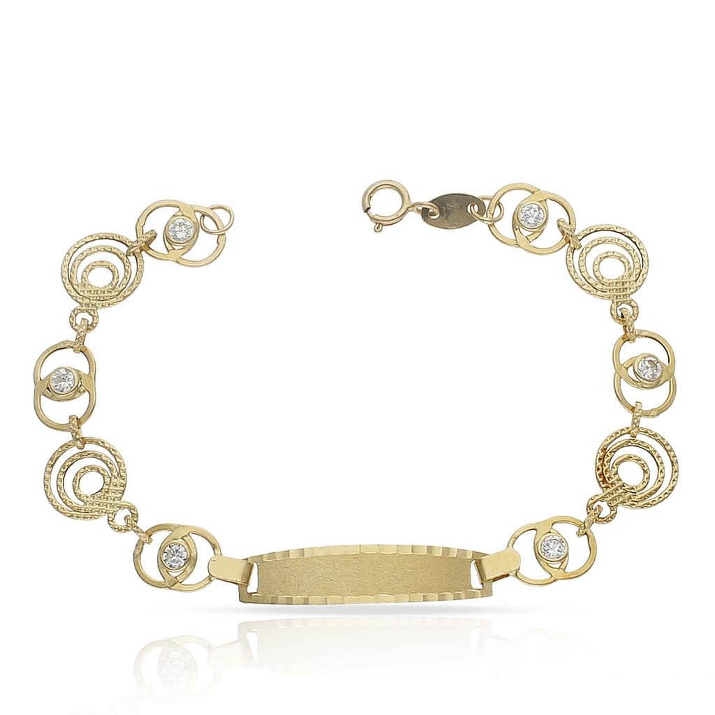 PULSERA ORO 18KL TROQUELADA CIRCONITAS - Peso: 3.25 gr 