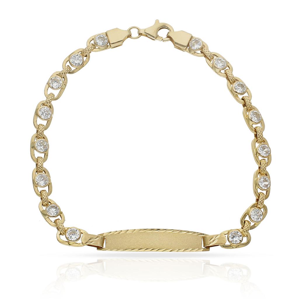 PULSERA ORO 18KL TROQUELADA CIRCONITAS - Peso: 5.85 gr 