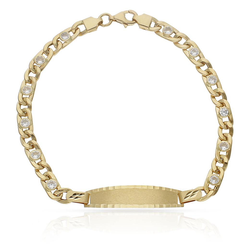 PULSERA ORO 18KL TROQUELADA CIRCONITAS - Peso: 6.40 gr 