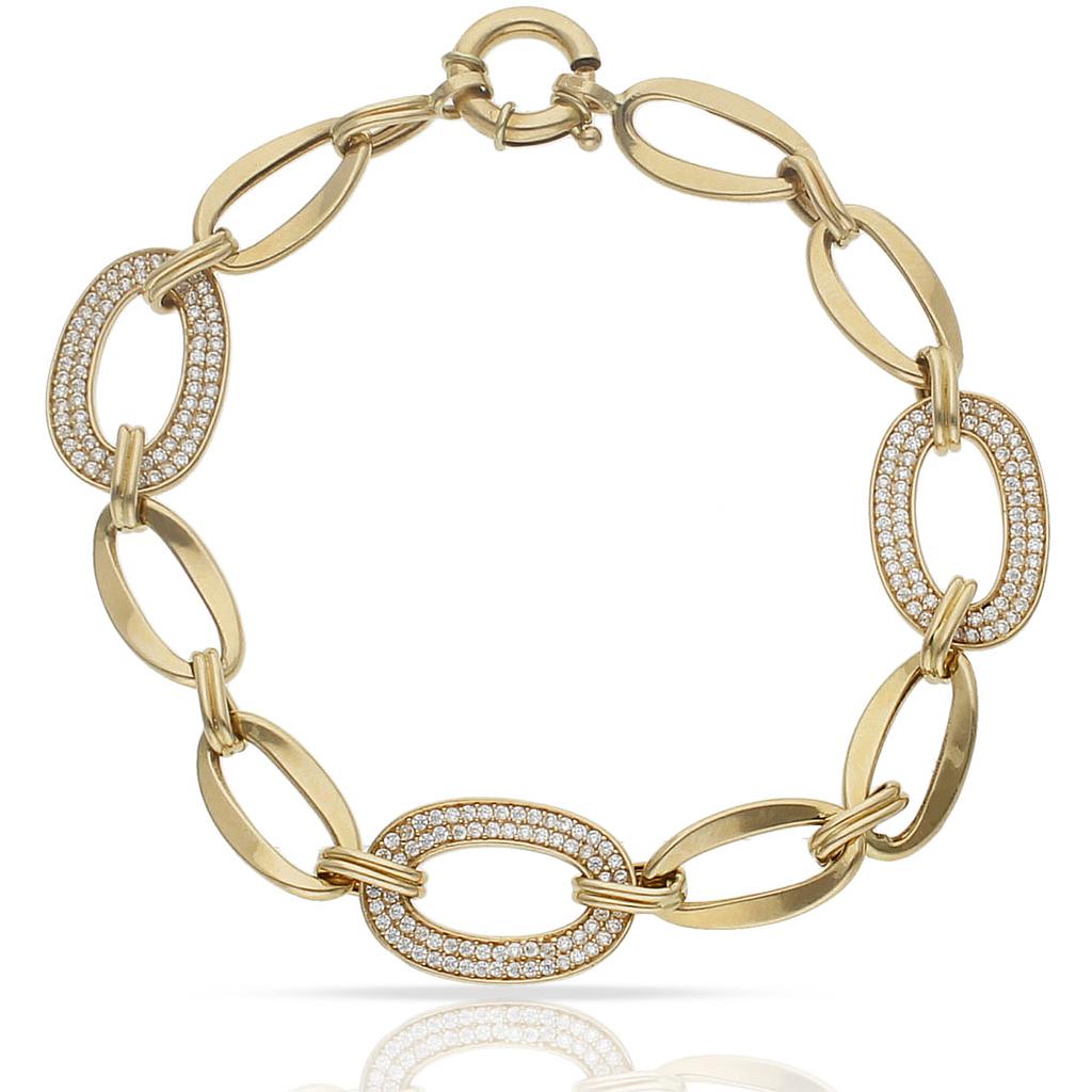 PULSERA ORO 18KL TROQUELADA CIRCONITAS - Peso: 9.95 gr 