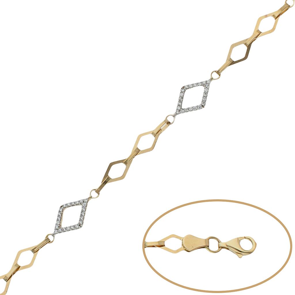PULSERA ORO 18KL TROQUELADAS CIRCONITAS - Peso: 5.05 gr 