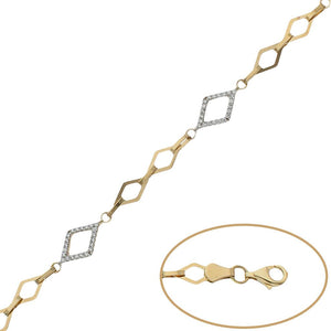 PULSERA ORO 18KL TROQUELADAS CIRCONITAS - Peso: 5.10 gr 
