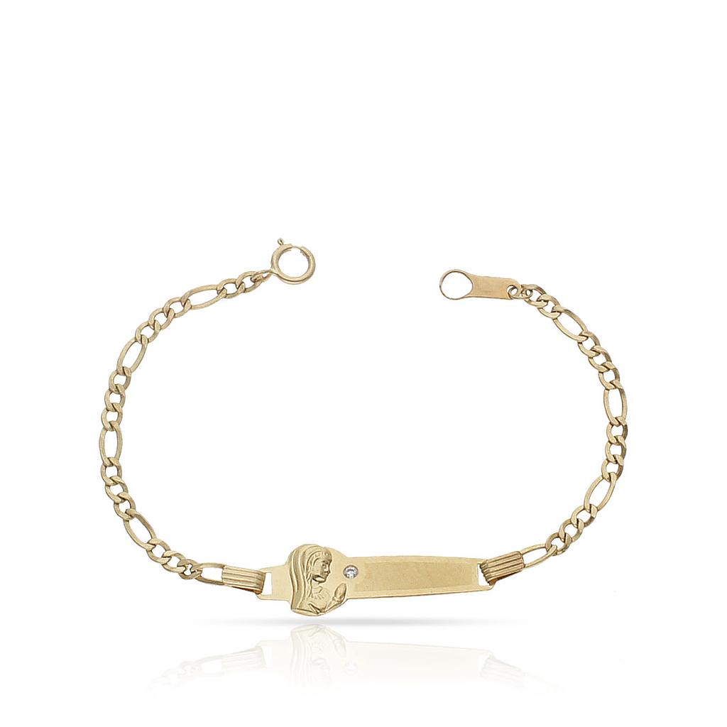 PULSERA ORO 18KL VIRGEN NIÑA CIRCONITA - Peso: 1.65 gr 
