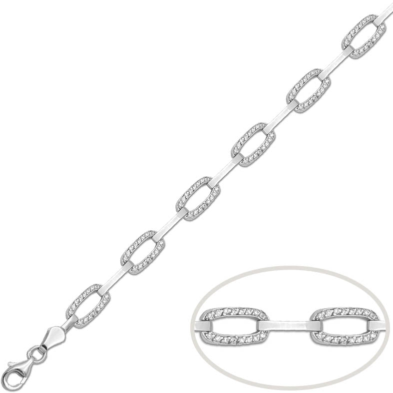 PULSERA ORO BLANCO 18KL CIRCONITAS - Peso: 6.90 gr 