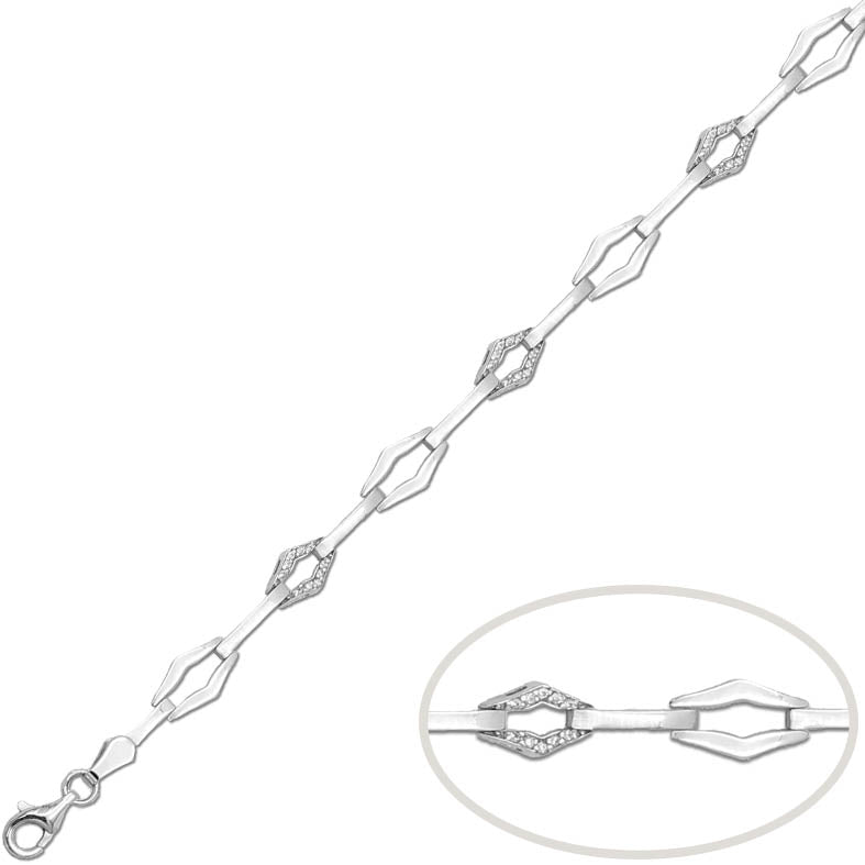 PULSERA ORO BLANCO 18KL CIRCONITAS - Peso: 7.05 gr 