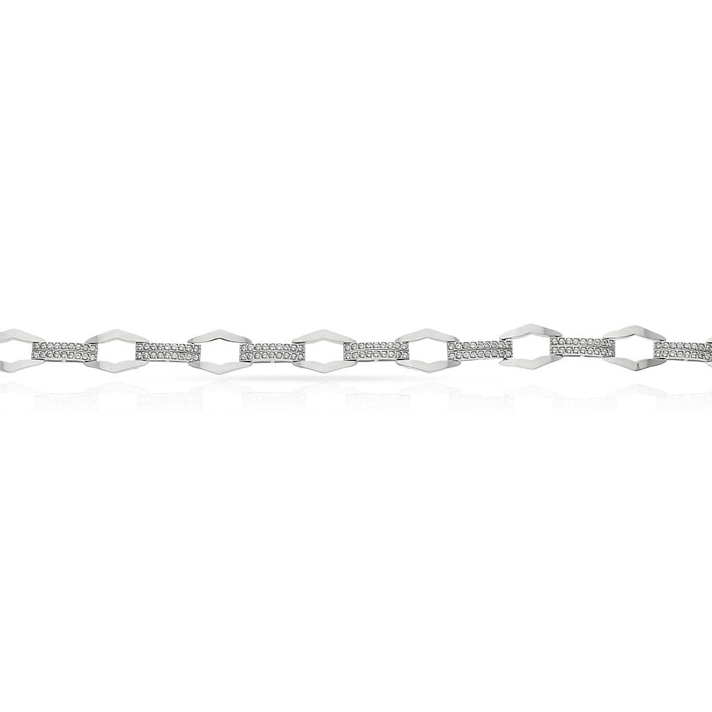 PULSERA ORO BLANCO 18KL CIRCONITAS - Peso: 9.45 gr 