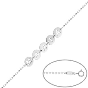 PULSERA ORO BLANCO 18KL CIRCULOS NOMBRE - Nombres: 6 letras 