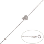PULSERA ORO BLANCO 18KL CORAZON CIRCONITAS