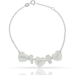 PULSERA ORO BLANCO 18KL CORAZONES + NIÑOS