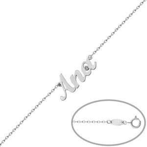 PULSERA ORO BLANCO 18KL + DIAMANTE NOMBRE MEDIANO - Nombres: 7 Letras 