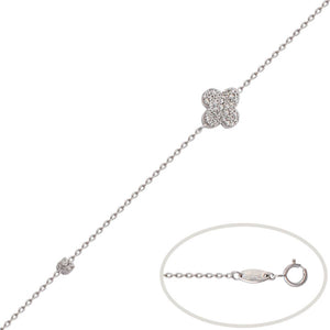 PULSERA ORO BLANCO 18KL FLOR CIRCONITAS