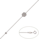 PULSERA ORO BLANCO 18KL HEXAGONO CIRCONITAS