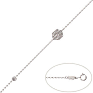 PULSERA ORO BLANCO 18KL HEXAGONO CIRCONITAS