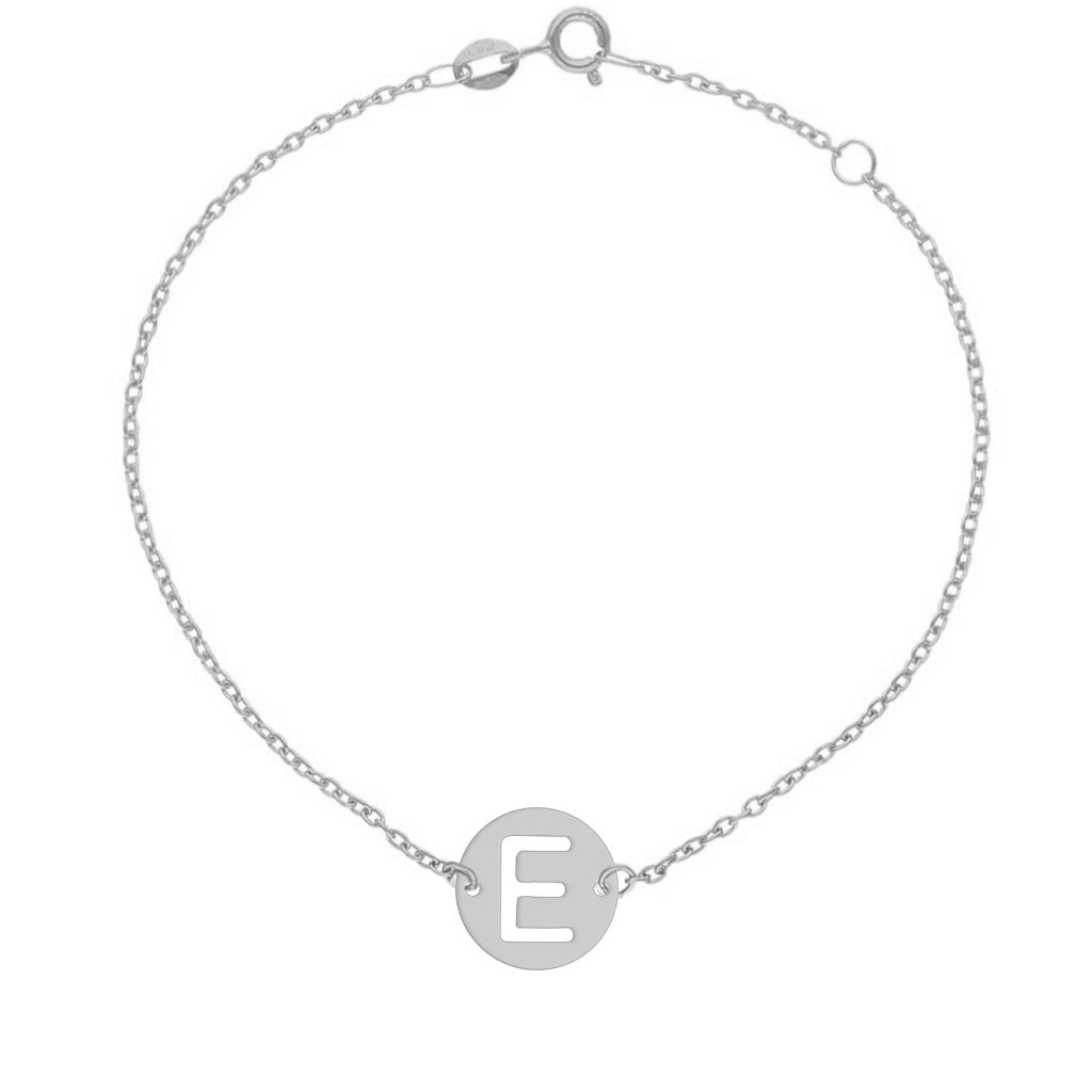 PULSERA ORO BLANCO 18KL LETRA - 12MM - Abecedario: e 