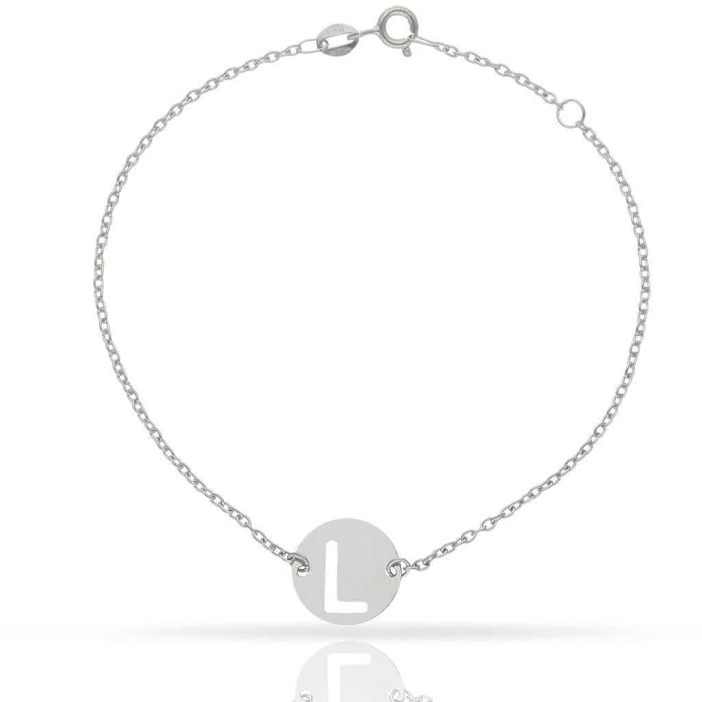 PULSERA ORO BLANCO 18KL LETRA - 12MM - Abecedario: L 