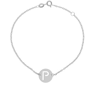 PULSERA ORO BLANCO 18KL LETRA - 12MM - Abecedario: p 