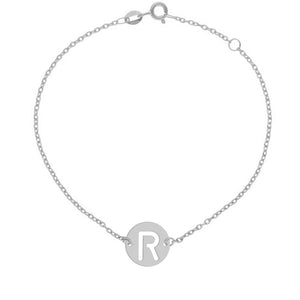 PULSERA ORO BLANCO 18KL LETRA - 12MM - Abecedario: r 